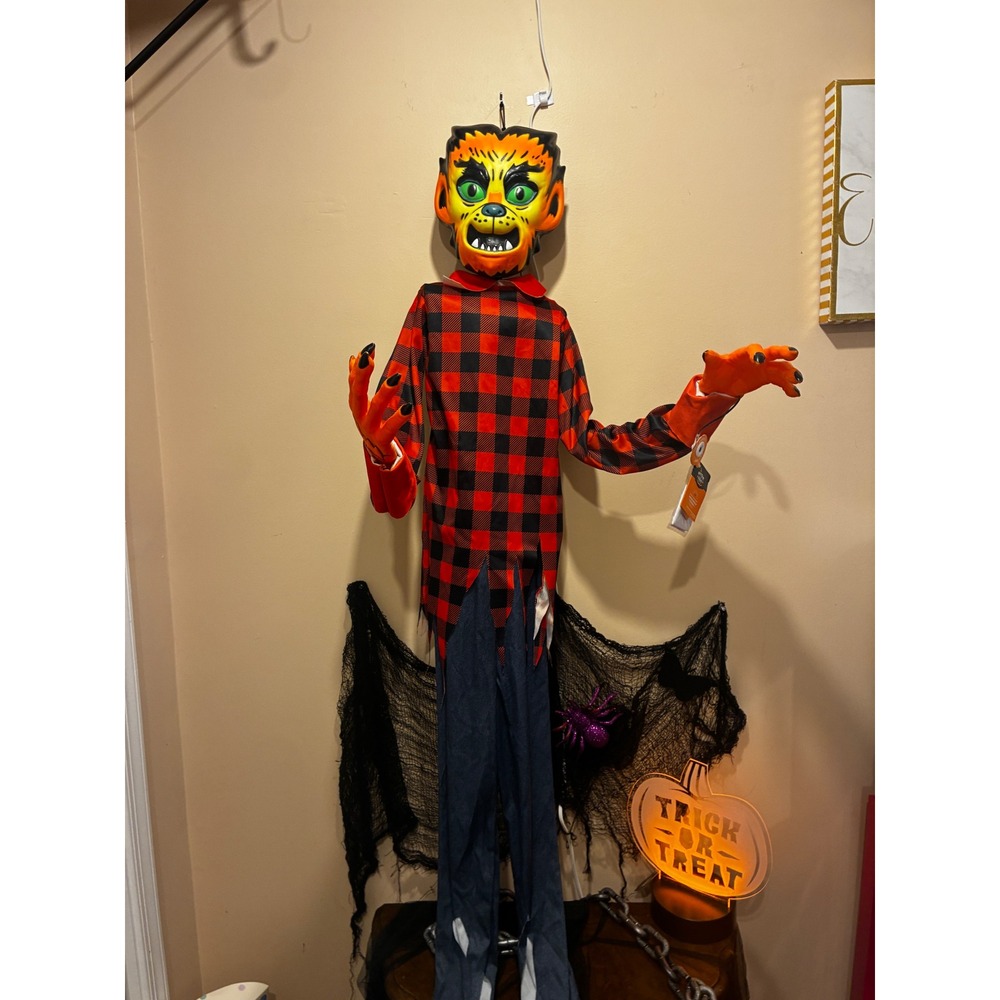 Hyde & EEK! Boutique Sound Activated Werewolf Ghoul Retro Plaid 5ft Orange OS
